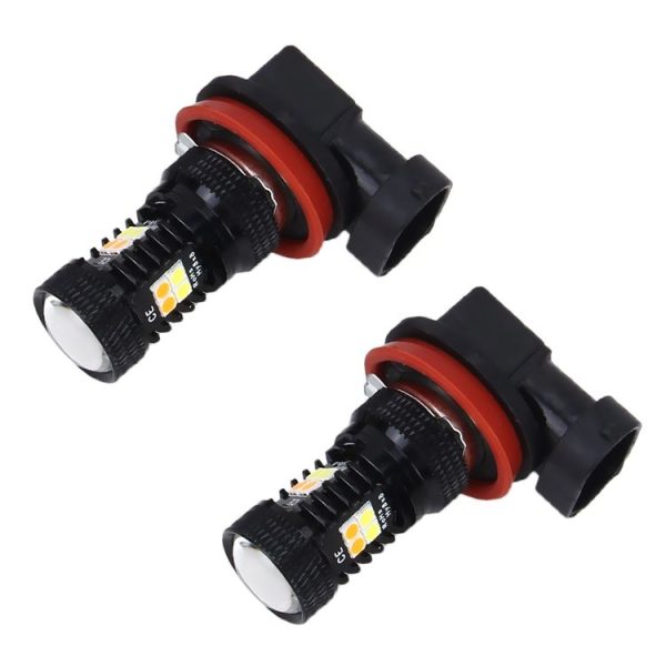 2 PCS Super Bright H11 / H8 DC 12V 5W 350LM Auto Car Fog Light with 16 SMD-3030 LED Bulbs Lamp, White + Yellow Light - Image 2