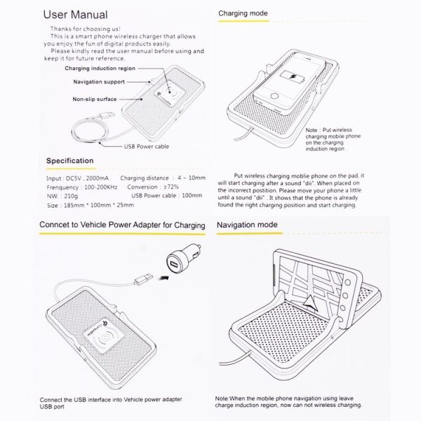 Home Car DC 5V / 2A 5W Fast Charging Qi Standard Wireless Charger Pad, For iPhone, Galaxy, Huawei, Xiaomi, LG, HTC and Other QI Standard Smart Phones - Image 6