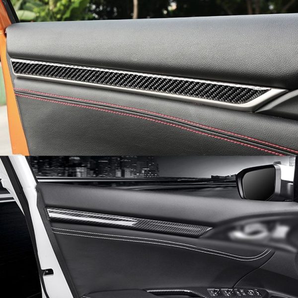 Carbon Fiber 3D Interior Door Trim Decals DIY Decorative Sticker for Honda Civic 10th Gen 2016-2019 - Image 6