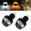 Pair Motorcycle Turn Double Light Grip Bar Plug Strobe Side Marker End LED Handlebar Lamp, Yellow and White Light