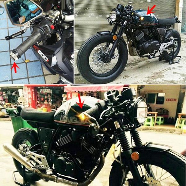 Pair Motorcycle Turn Double Light Grip Bar Plug Strobe Side Marker End LED Handlebar Lamp, Yellow and White Light - Image 10