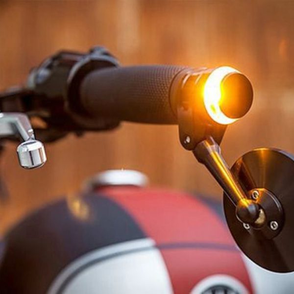 Pair Motorcycle Turn Double Light Grip Bar Plug Strobe Side Marker End LED Handlebar Lamp, Yellow and White Light - Image 12