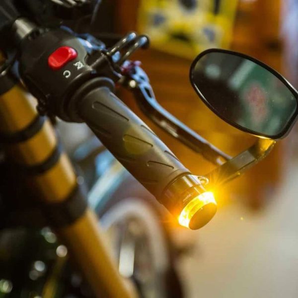 Pair Motorcycle Turn Double Light Grip Bar Plug Strobe Side Marker End LED Handlebar Lamp, Yellow and White Light - Image 13