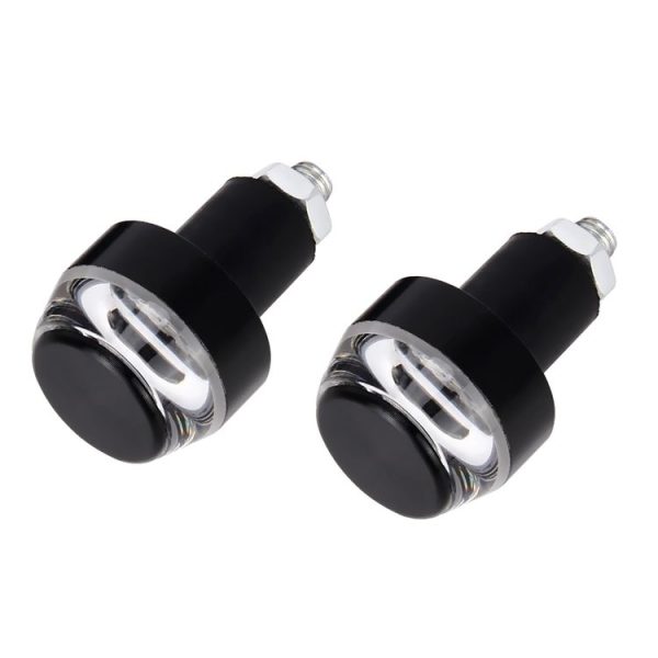 Pair Motorcycle Turn Double Light Grip Bar Plug Strobe Side Marker End LED Handlebar Lamp, Yellow and White Light - Image 2