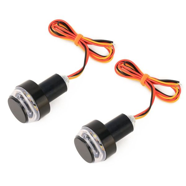 Pair Motorcycle Turn Double Light Grip Bar Plug Strobe Side Marker End LED Handlebar Lamp, Yellow and White Light - Image 5