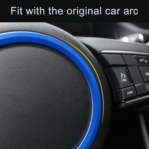Car Auto Steering Wheel Aluminum Alloy Ring Cover Trim Sticker Decoration for Jaguar (Blue) - Image 6