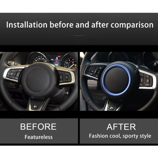 Car Auto Steering Wheel Aluminum Alloy Ring Cover Trim Sticker Decoration for Jaguar (Blue) - Image 8
