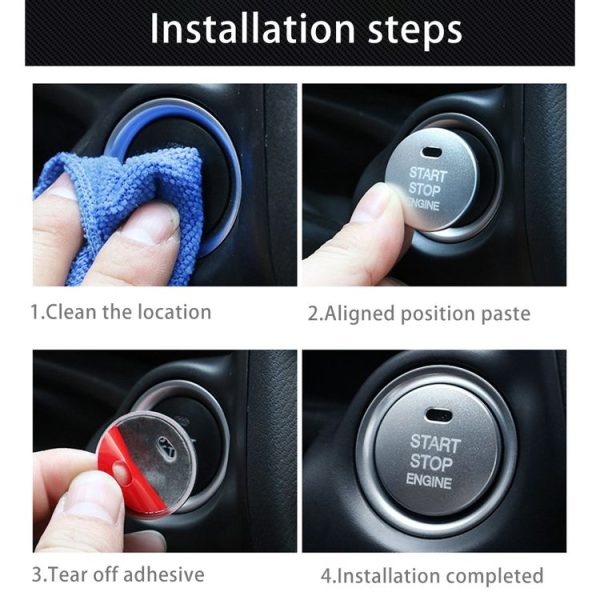 3D Aluminum Alloy Engine Start Stop Push Button Cover Trim Decorative Sticker for Mazda CX4 / CX5 / Axela / ATENZA (Silver) - Image 6