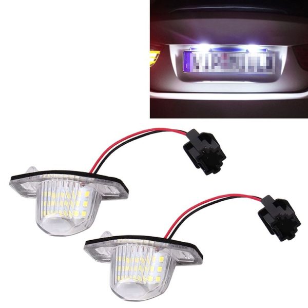 2 PCS DC 12V 2W 120LM 6000K LED License Plate Light 18-SMD 3528 Bulbs Lamps for Honda JAZZ (FIT) 02-17, Odyssay 08-17, Stream 01-05, CR-V 07-17