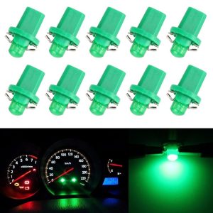 10 PCS 0.4W B8.5 Wedge Instrument Panel COB LED Light Dashboard Gauge Cluster Indicator Lamp Bulb (Green Light)