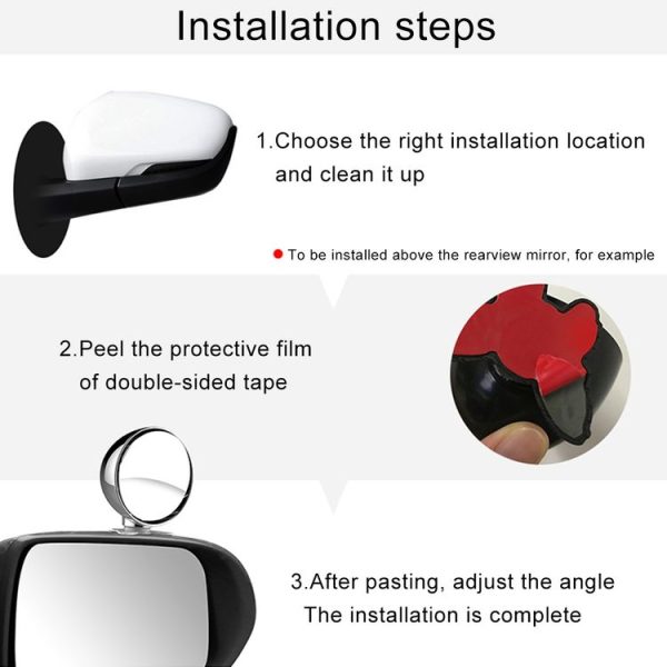3R-044 Auxiliary Rear View Mirror Car Adjustable Blind Spot Mirror Wide Angle Auxiliary Rear View Side Mirror (Black) - Image 9