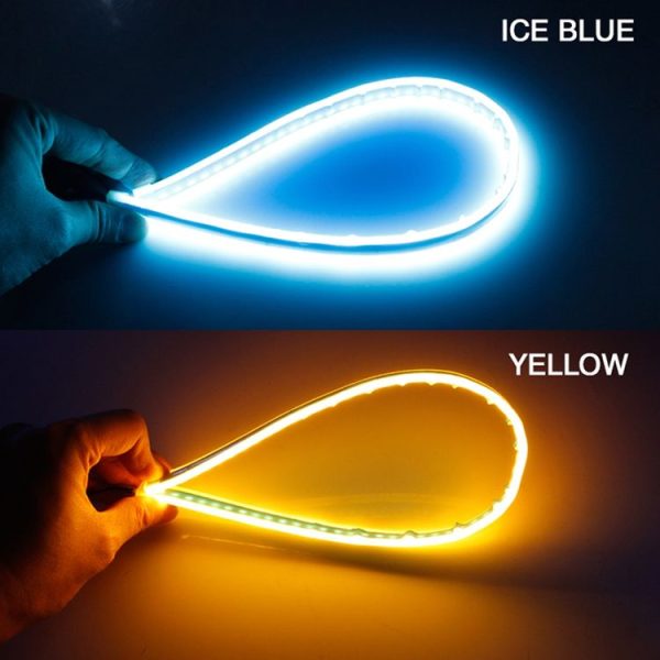 2 PCS 60cm DC12V 7.5W Ultra-thin Waterproof Car Auto Double Colors Turn Lights / Running Lights SMD-2835 LED Bulbs (Turn Lights: Yellow Light; Running Lights: Ice Blue Light) - Image 10