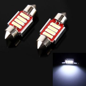 2 PCS 2W 100 LM 6000K 31MM 4 SMD-7020 LEDs Bicuspid Port Decoding Car Dome Lamp LED Reading Light, DC 12V (White Light)