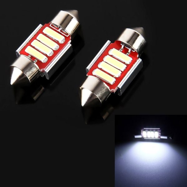 2 PCS 2W 100 LM 6000K 31MM 4 SMD-7020 LEDs Bicuspid Port Decoding Car Dome Lamp LED Reading Light, DC 12V (White Light)