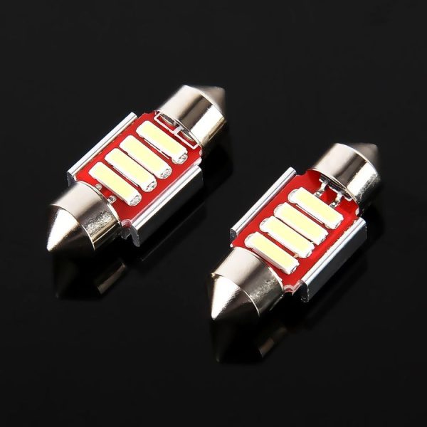 2 PCS 2W 100 LM 6000K 31MM 4 SMD-7020 LEDs Bicuspid Port Decoding Car Dome Lamp LED Reading Light, DC 12V (White Light) - Image 2