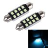2 PCS DC 12V 2W 39MM 8 SMD-3528 LEDs Bicuspid Port Decoding Car Dome Lamp LED Reading Light (Ice Blue Light)