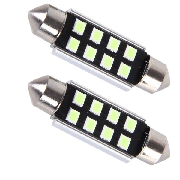 2 PCS DC 12V 2W 39MM 8 SMD-3528 LEDs Bicuspid Port Decoding Car Dome Lamp LED Reading Light (Ice Blue Light) - Image 2