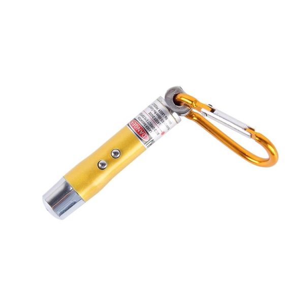 2 PCS Portable Colorful Metal Shell Mini LED Flashlight Torch Light Laser Light Keychain Outdoor for Hiking Climbing Money Detecting (Gold) - Image 3