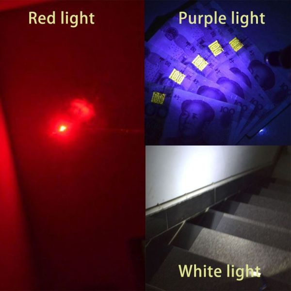 2 PCS Portable Colorful Metal Shell Mini LED Flashlight Torch Light Laser Light Keychain Outdoor for Hiking Climbing Money Detecting (Gold) - Image 6