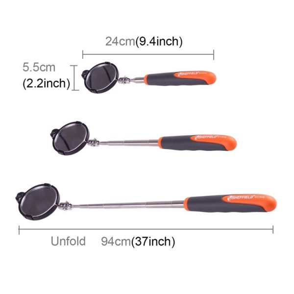 Retractable Vehicle Car Chassis Telescoping Inspection Mirror with 1 PCS 5mm LED Light, Mirror Diameter: 55mm, Max Expanding Length: 940mm - Image 2