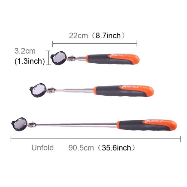 Retractable Vehicle Car Chassis Telescoping Inspection Mirror with 1 PCS 3mm LED Light, Mirror Diameter: 32mm, Max Expanding Length: 905mm - Image 2