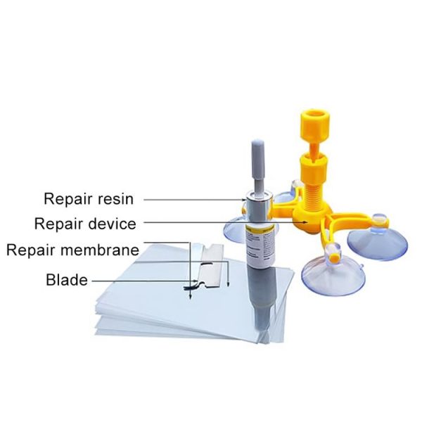 Professional Windscreen Repair Tool Paintless Dent Removal Car Window Windshield Repair Kit Chip Crack Auto Glass (Yellow) - Image 6