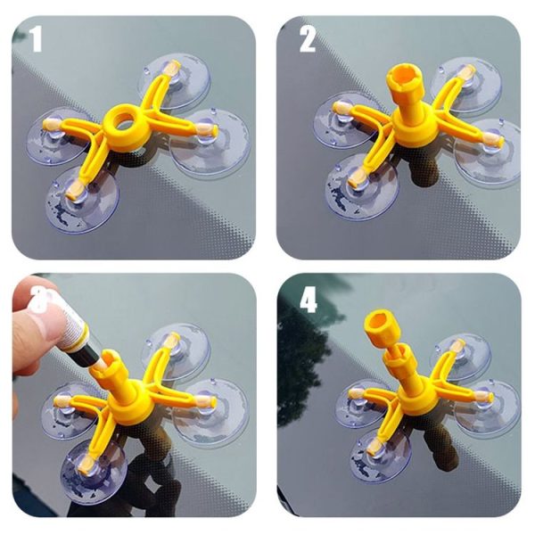 Professional Windscreen Repair Tool Paintless Dent Removal Car Window Windshield Repair Kit Chip Crack Auto Glass (Yellow) - Image 8