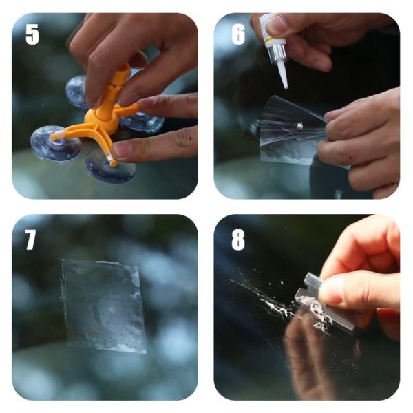 Professional Windscreen Repair Tool Paintless Dent Removal Car Window Windshield Repair Kit Chip Crack Auto Glass (Yellow) - Image 9