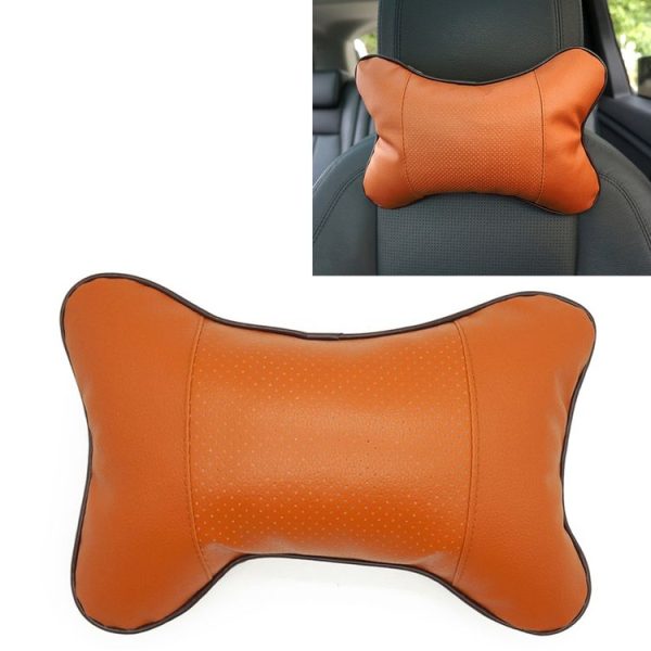 Four Seasons Breathable Leather Surface Car Neck Pillow Head Pillow (Brown)