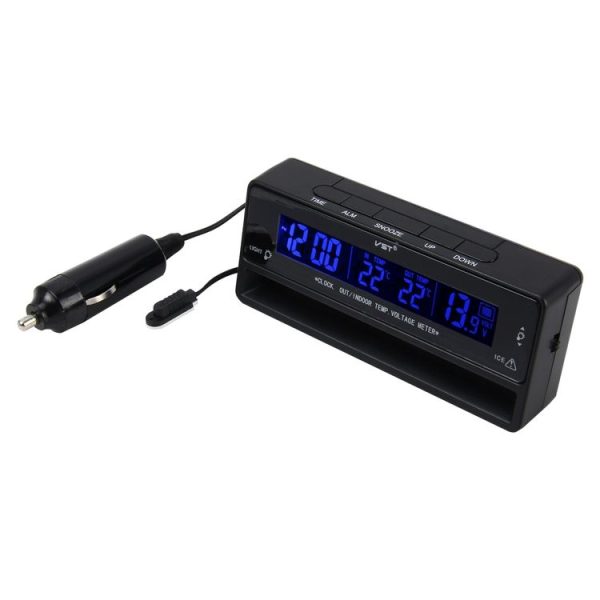 Digital Car Thermometer Voltage Meter Luminous Clock Tester Detector Multi-function Car Digital Clock with Thermometer and Automotive Voltmeter - Image 2