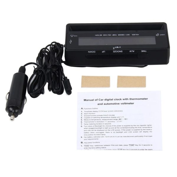 Digital Car Thermometer Voltage Meter Luminous Clock Tester Detector Multi-function Car Digital Clock with Thermometer and Automotive Voltmeter - Image 5