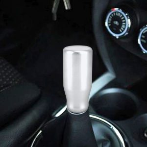 Universal Car Modified Gear Shift Knob Solid Color Smooth Auto Transmission Shift Lever Knob with Three Rubber Covers (Silver)