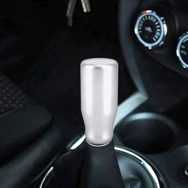 Universal Car Modified Gear Shift Knob Solid Color Smooth Auto Transmission Shift Lever Knob with Three Rubber Covers (Silver)