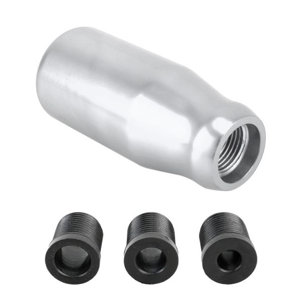 Universal Car Modified Gear Shift Knob Solid Color Smooth Auto Transmission Shift Lever Knob with Three Rubber Covers (Silver) - Image 4