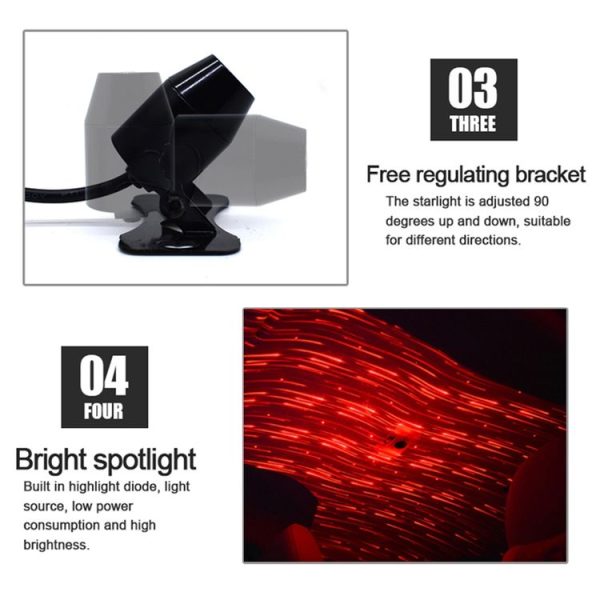 5V Roof Ceiling Decoration Car Red Light Star Night Lights Atmosphere Meteor Lamp Projector, Constantly Bright - Image 5