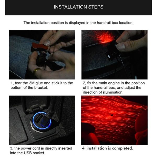5V Roof Ceiling Decoration Car Red Light Star Night Lights Atmosphere Meteor Lamp Projector, Constantly Bright - Image 9