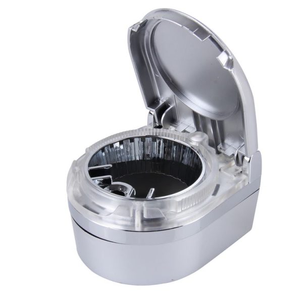 SHUNWEI SD-1201 Mini Portable Car Ashtray Blue LED Light for Dashboard Cigar Cigarette (Silver) - Image 2