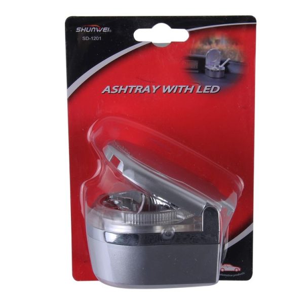SHUNWEI SD-1201 Mini Portable Car Ashtray Blue LED Light for Dashboard Cigar Cigarette (Silver) - Image 6