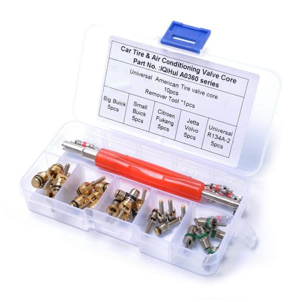 35 PCS Car R134A Air Condition Valve Core Assortment with Remover Tool for Buick / Citroen / Jetta - Image 2