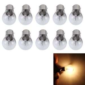 10 PCS 1156 / BA15S 3W Car Turn Light with Glass Shell, DC 12V (Warm White)