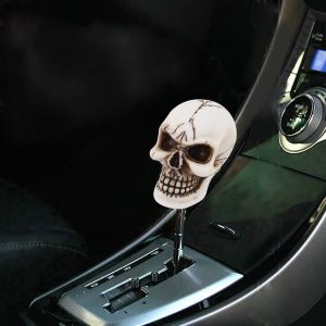 Universal Skull Head Shape ABS Manual or Automatic Gear Shift Knob with Three Rubber Covers Fit for All Car (White)
