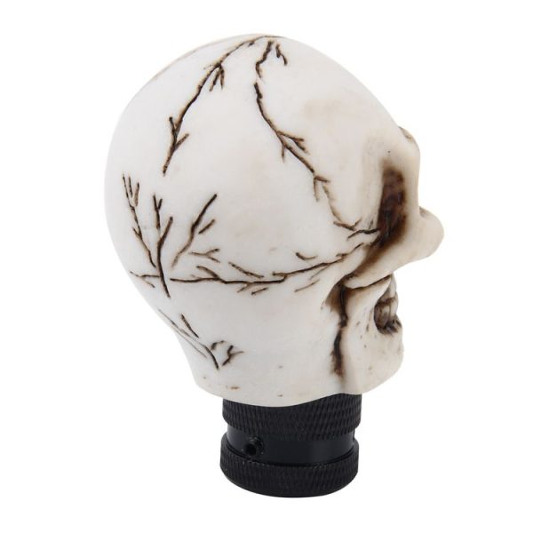 Universal Skull Head Shape ABS Manual or Automatic Gear Shift Knob with Three Rubber Covers Fit for All Car (White) - Image 3