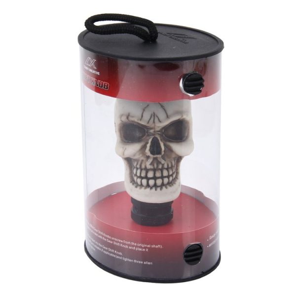 Universal Skull Head Shape ABS Manual or Automatic Gear Shift Knob with Three Rubber Covers Fit for All Car (White) - Image 6