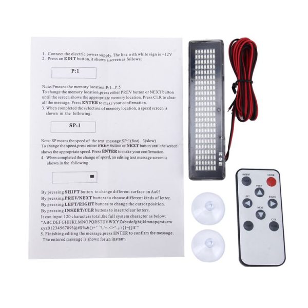 DC 12V Car LED Programmable Showcase Message Sign Scrolling Display Lighting Board with Remote Control (Blue Light) - Image 5