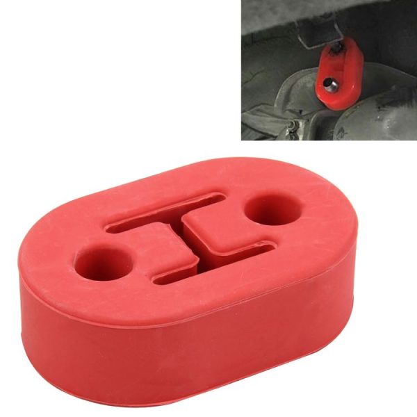 Universal Car Two Holes Adjustable Rubber Mounting Bracket Exhaust Tube Hanging Rubber Tube Car Exhaust Pipe Hanging Shackle Hanging Exhaust Hanging From Ear (Red)
