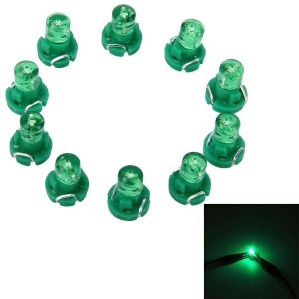 10PCS 2W T3 Wedge Instrument Panel LED Light Dashboard Gauge Cluster Indicator Lamp Bulb (Green Light)
