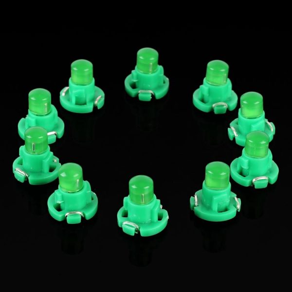 10PCS 2W T4.2 Wedge Instrument Panel LED Light Dashboard Gauge Cluster Indicator Lamp Bulb (Green Light)