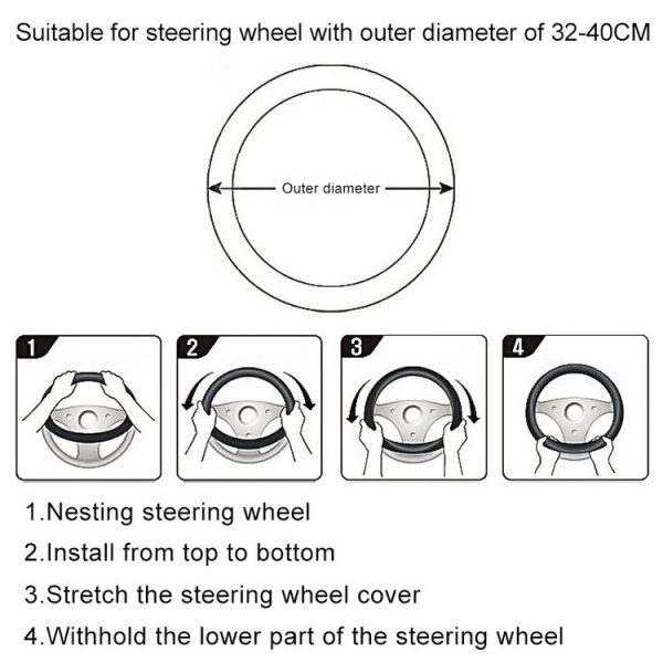 Crocodile Texture Universal Rubber Car Steering Wheel Cover For 34-48cm Wheel (Black) - Image 6