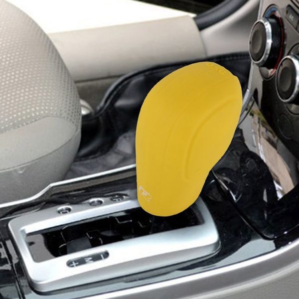 Rubber Car Hand Brake Head Cover Shift Knob Gear Stick Cushion Cover Car Accessory Interior Decoration Pad (Yellow) - Image 5