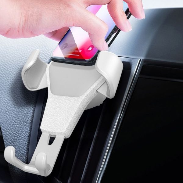 Litchi Texture Gravity Car Mount Phone Holder (White) - Image 11